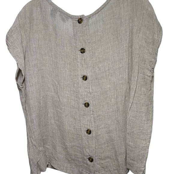 Tahari 100% Linen Beige Boho Y2K Minimalist Top M - Picture 4 of 5